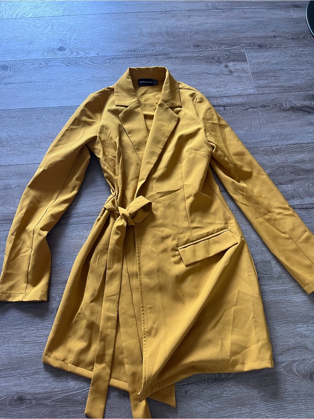 Pretty Little Thing Mustard Wrap Blazer with Self-Tie Belt